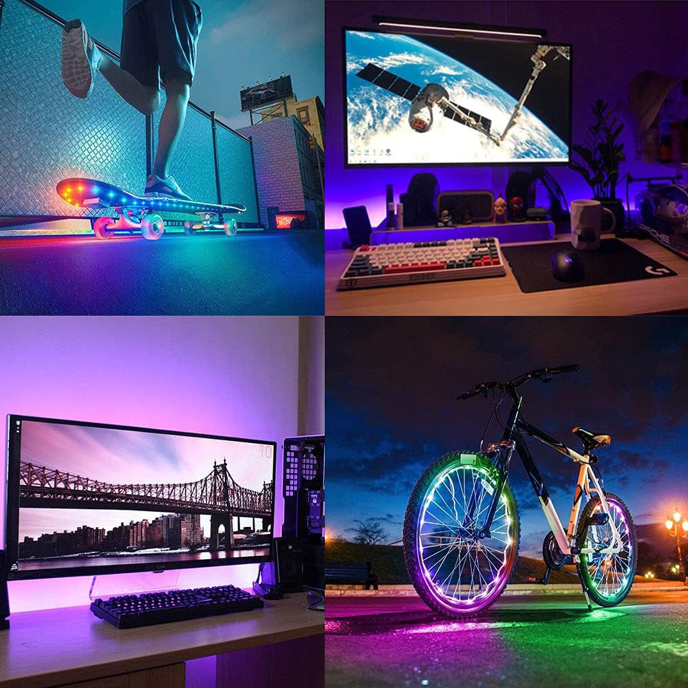 Battery LED Strip Lights RGB 5050 Color Changing TV Backlight IP65 Remote Control Indoor Outdoor Flexible Light Ribbon 1M-5M
