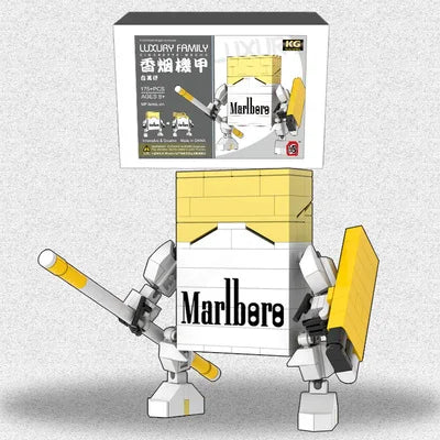 Cigarette Mecha Robot Building Blocks Set - Creative DIY Toy for Kids with Red, Yellow, Green Pieces & Gift Box