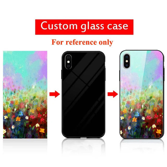 Customized Phone Cases For iphone 14 Pro Max 13 Mini 14 Plus Case Glass Silicone DIY Photo Personalized Picture Fundas Clear TPU
