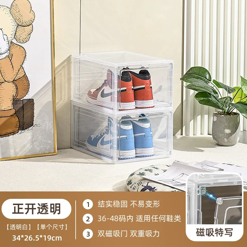 SilverJet SpaceSaving Foldable Transparent Double Shoe Carrier Durable Plastic Material Model 8012-8013-2 Front/Side Opening