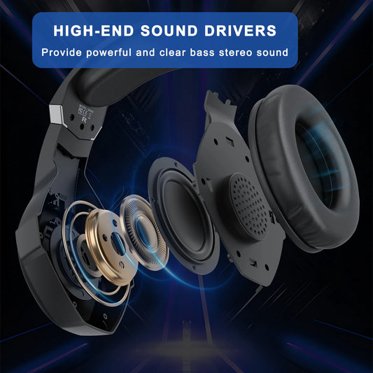 RGB Wired Gaming Headset with Noise Cancelling Mic for PC PS4 PS5 Xbox - over Ear Design Surround Sound Gaming Headphones