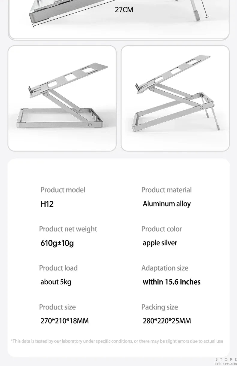 Laptop Stand Adjustable Aluminum Alloy Laptop Tablet Up To 17.3 Inch Laptop Portable Folding Stand Cooling Stand Support
