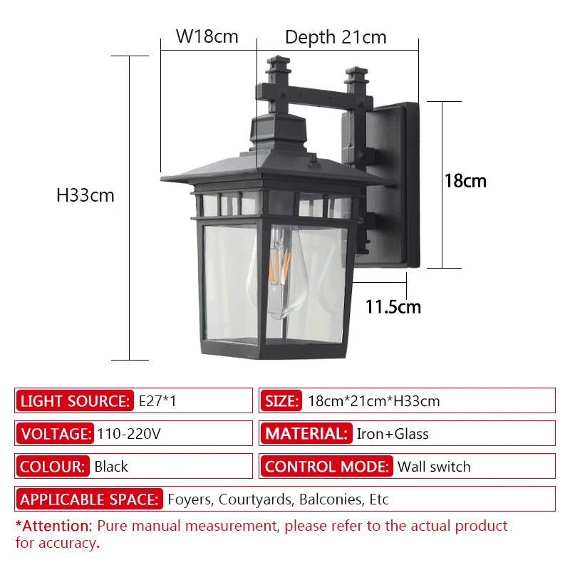 LED outdoor waterproof wall lamp iron painted garden balcony corridor wall lamp minimalist decorative wall lamp AC110-220V