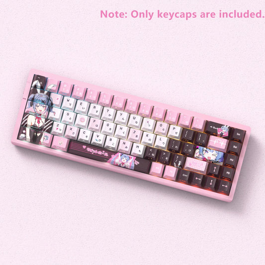 74/129 key is a combination of powder, white and brown colors. It has a Japanese anime style and is made of PBT material