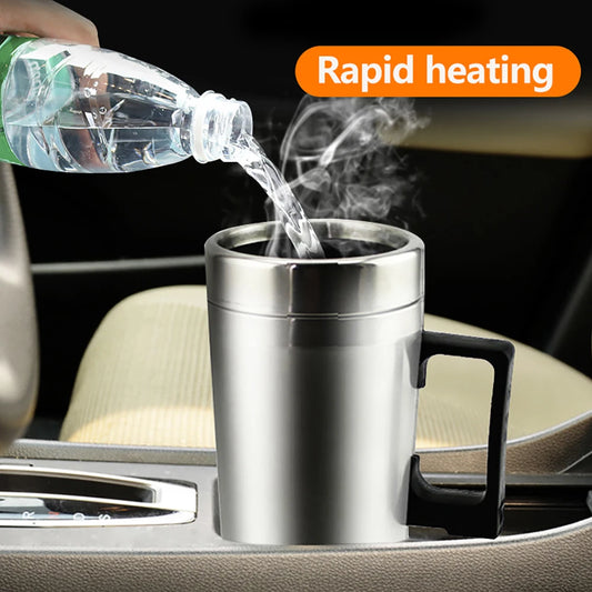 12V/24V Car Electric Heating Mug Water Heater Thermos Stainless Steel Heating Kettle Electric Heating Water Cup Car Water Heater
