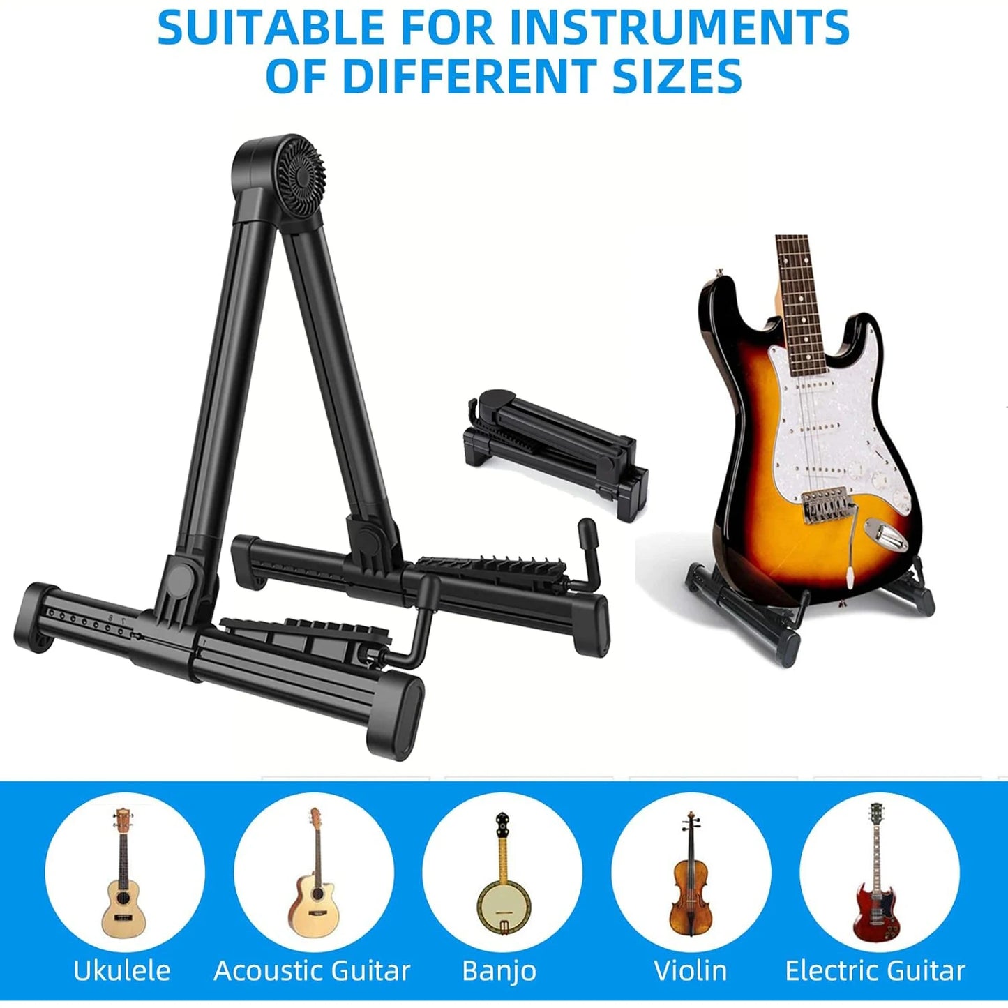 1 Foldable Guitar Stand, Suitable for Acoustic Guitars, Electric Guitars, and Basses, Lightweight and Easy to Use, Home Floor Stand