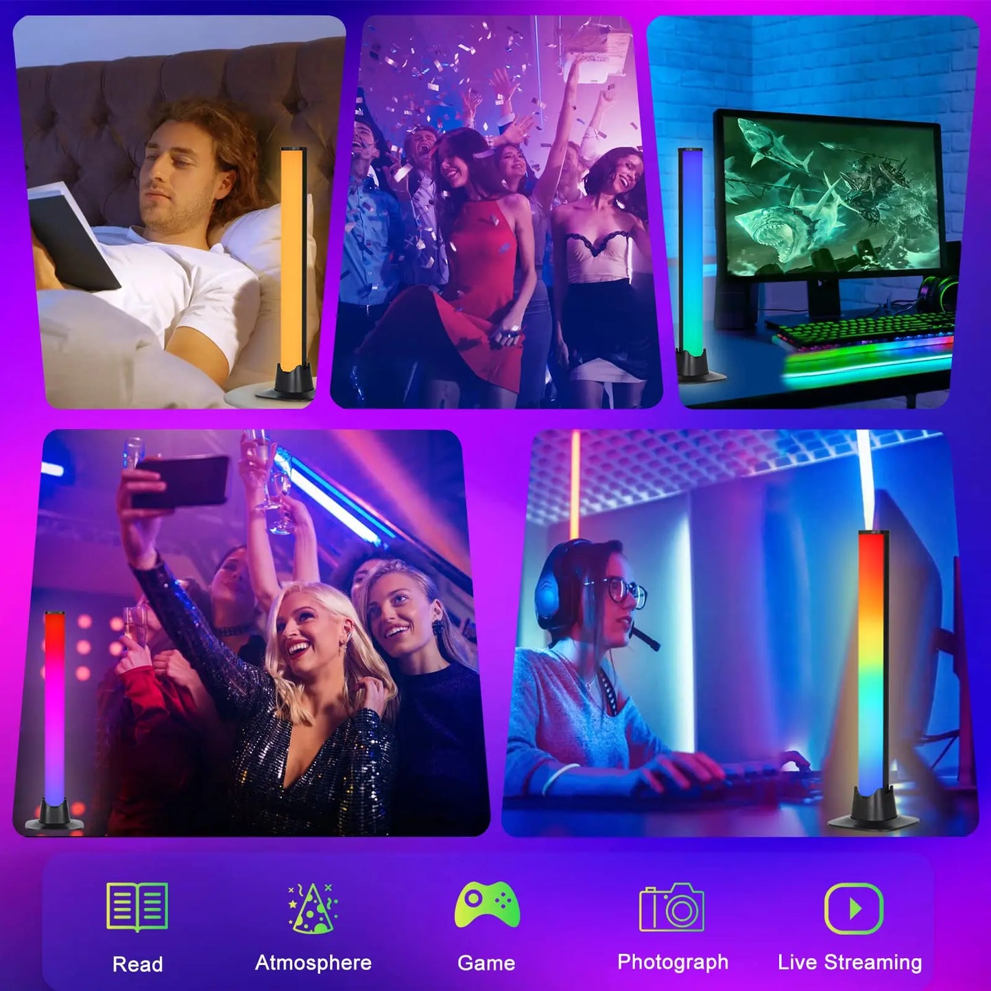 RGB Gaming Desktop Background Light Bar Computer Atmosphere Decoration Lighting Night Eye Protection Reading Lamp uLamp APP