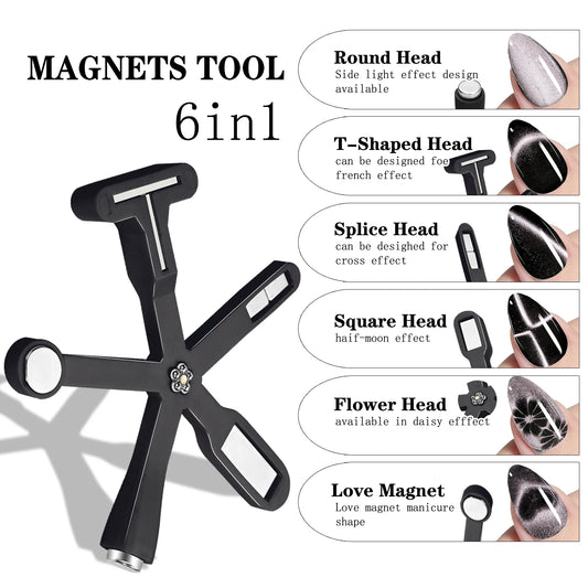 5/6 IN 1 Multi-function Cat Eye Magnetic Stick Nail Magnet Board For Nail Gel Polish Line Strip Effect Magic Nail Art Tools