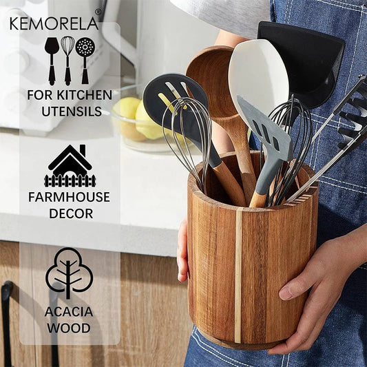 360°Rotatable Kitchenware Storage Rack Wooden Chopsticks Storage Holders Cutlery Knife And Fork Storage Box Kitchen Accessories