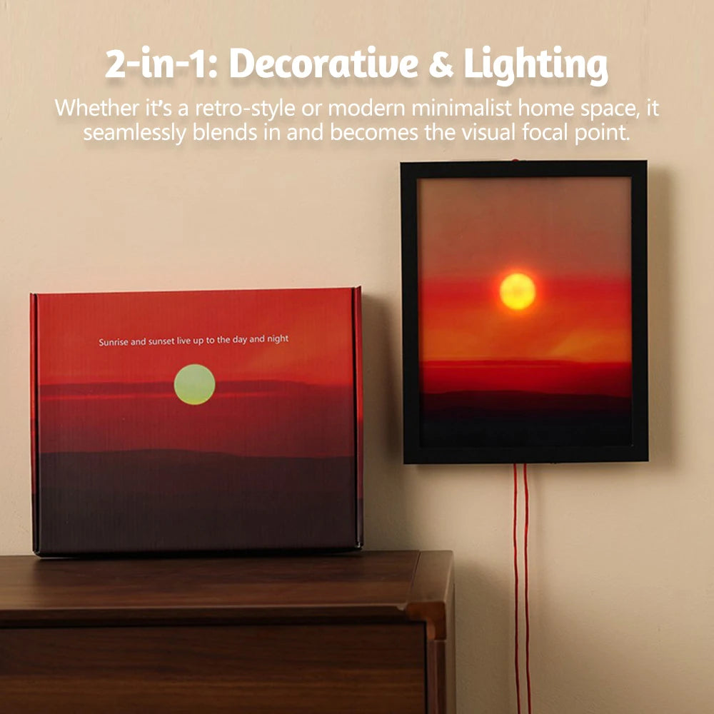 Creative Sunrise and Sunset Night Light 3 Level Brightness Movable Scenery Wall Lamp For Bedroom Living Room Decor