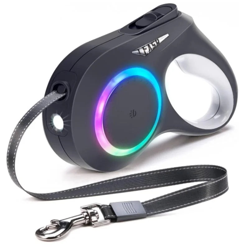 Retractable Dog Leash with LED Flashlight for Small Medium Large Breed Dogs