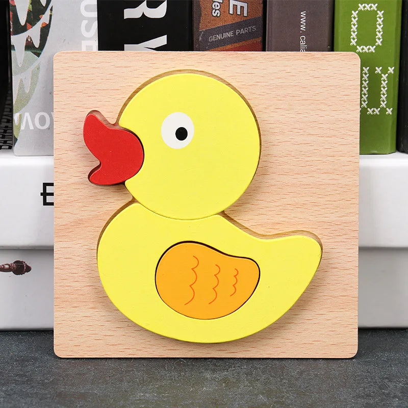 Baby High Quality 3D Wooden Puzzles Educational Cartoon Animals Early Learning Intelligence Puzzle Game Toys for Children