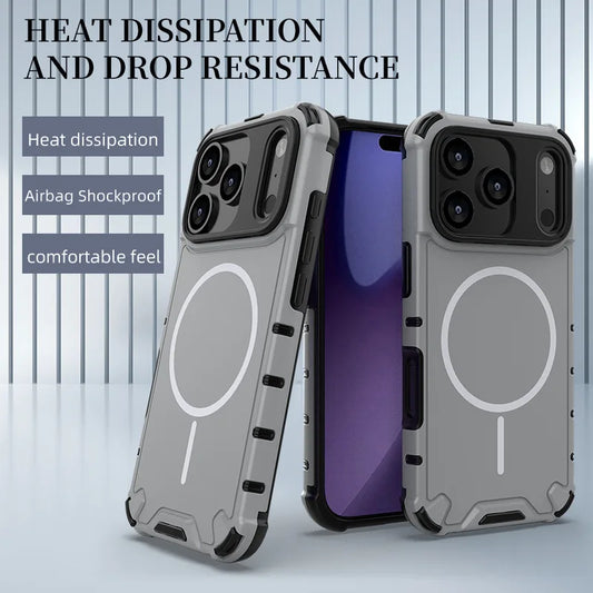 For IPhone 17 Pro Max/17 Pro/16 15 14 13 Magnetic Phone Case TPU+PC Four Corners Airbag Armor Hard Cover Magsafe For IPhone Air