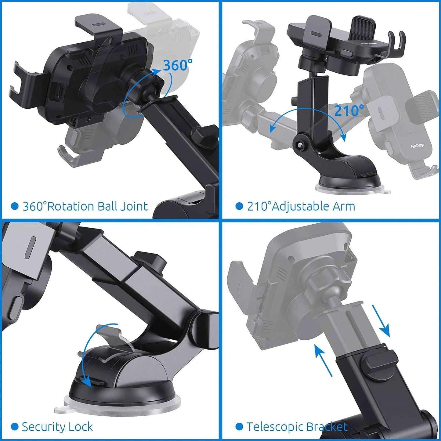 Wireless Car Charger, 15W Fast Charging Auto Clamping Car Charger Phone Mount Phone Holder Fit For Iphone 15 14 13 12 11 Pro Max