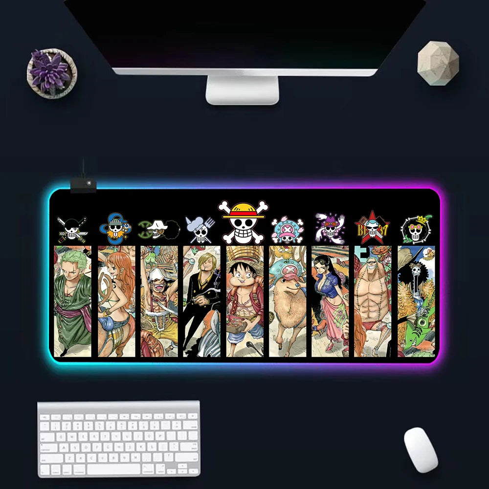 O-One-pieces RGB Pc Gamer Keyboard Mouse Pad Mousepad LED Glowing Mouse Mats Rubber Gaming Computer Mausepad