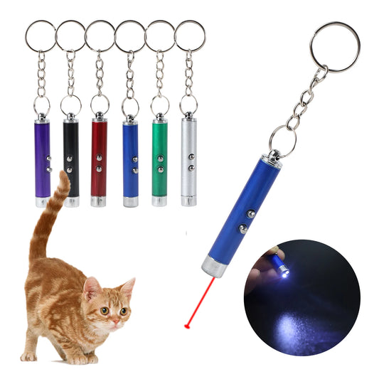 Laser Pointer Interactive Cat Toy Indoor Cat Fun Stick UV Flashlight LED Keychain Kitten Pet Training Play