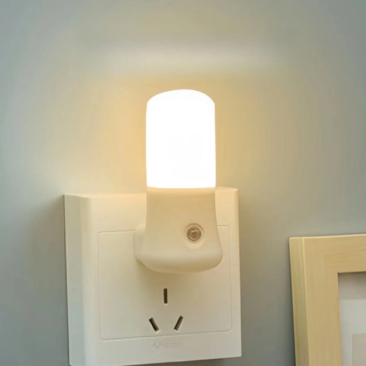 LED Night Light White EU /USPush Button Switch Wall Socket Lamp Bedroom Bedside Lamp Baby Room Corridor Home Decor Night Lights