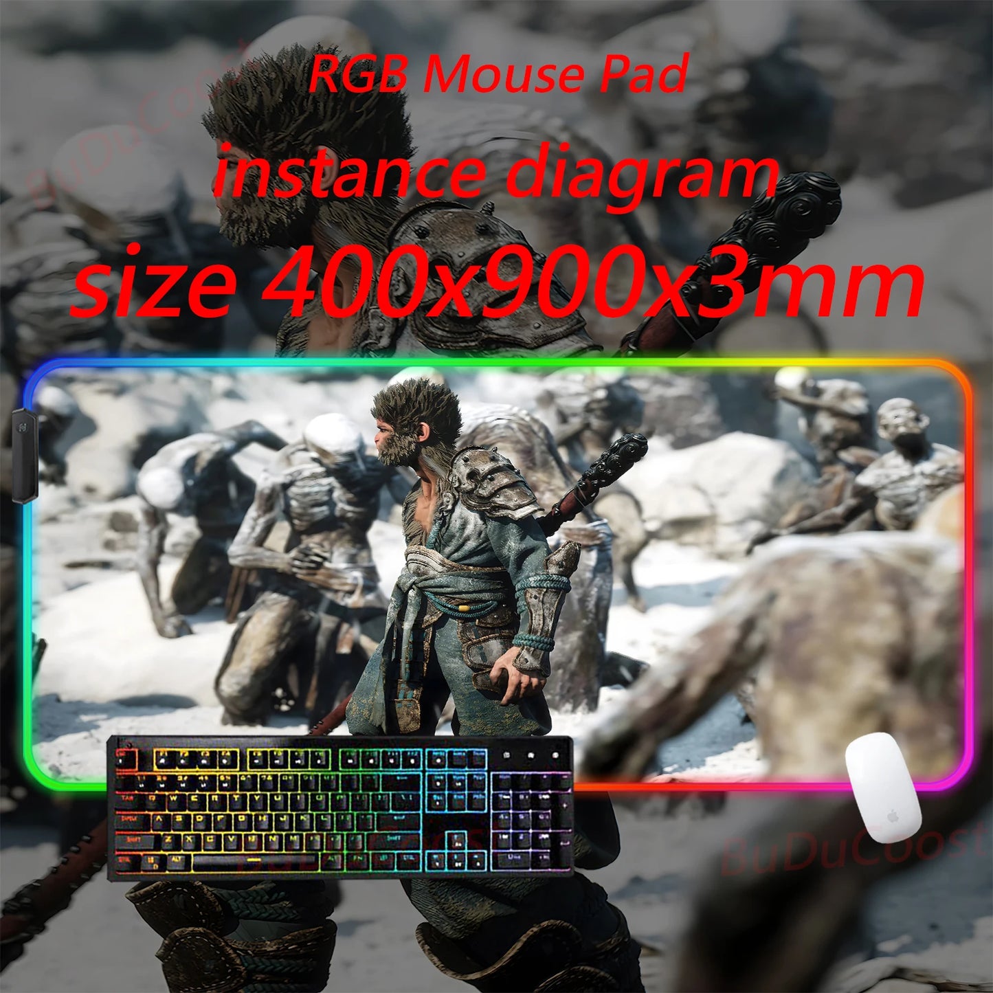 Black Myth Wukong electronic sports PC Office HD Printing Desk Gaming RGB XXL Game Locking Edge Computer Luminescence Mouse Pad