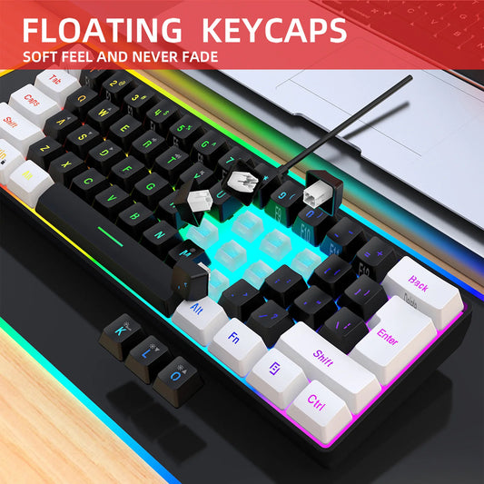 Multi-Color RGB 61Keys Wired Game Keyboard Backlight Keyboard Small Compact Gaming Keyboard for PC Laptop Gamer Dropshipping