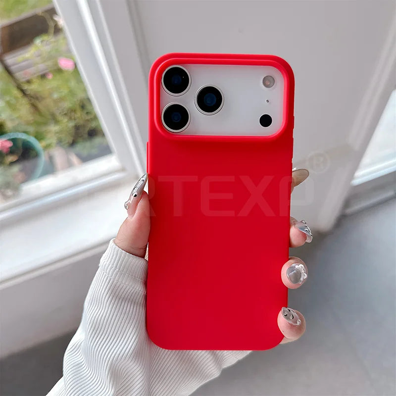 Candy Color Luxury Pattern Matte Silicone Soft Case For iPhone 17 air 17 pro 17 pro max Solid Color Shockproof Cover Shell 