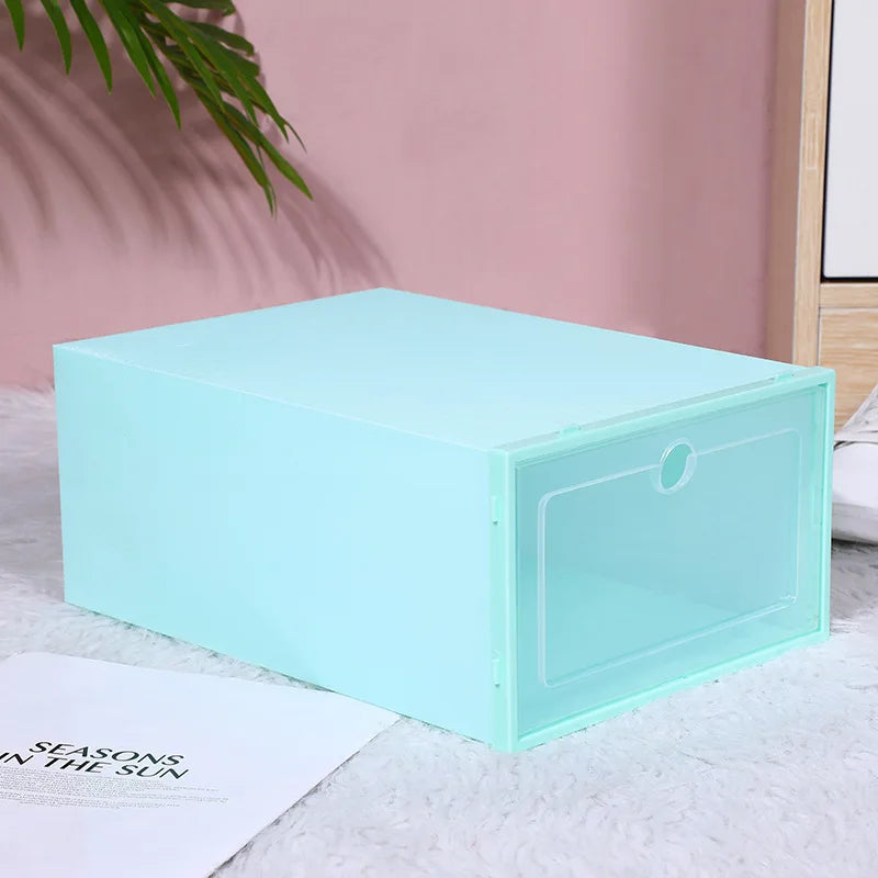 Foldable Storage Home Clear Organizer Rack Plastic Shoe Box Set White New shoe cabinets shoes storage rack