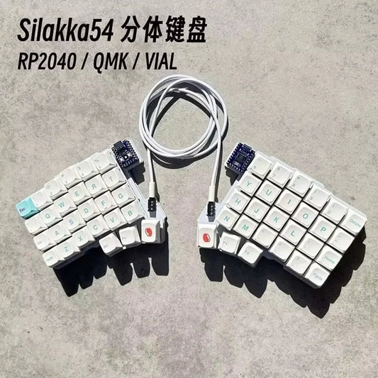 Silakka 54 Ergonomic Split Keyboard Wired Hot Swap QMK/VIAL RP2040zero Customizable PC Gaming Keyboard Accessories