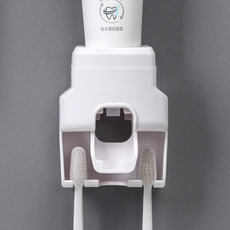 WIKHOSTAR Creative Lazy Automatic Toothpaste Dispenser Toothpaste Squeezer Toothbrush Holder Bathroom Accessories Storage Rack