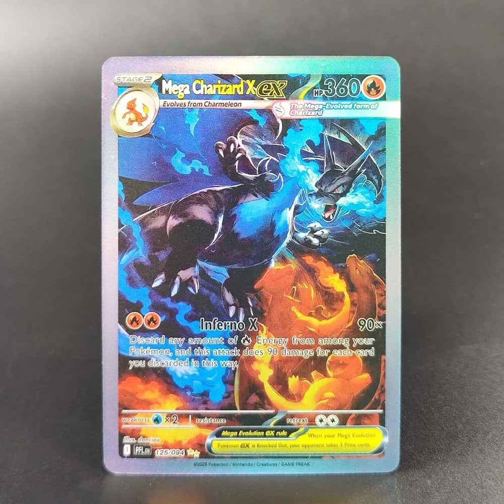 DIY POKEMON PFL English PHANTASMAL FLAMES 125/094 MEGA CHARIZARD X EX GEM MT 10 Collection PTCG Card