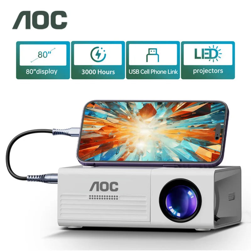  AOC Mini Projector TFT LCD 1080P 1920*1080P Wifi Bluetooth Portable Mini Projectors Home Theater Cinema Outdoor proiettore