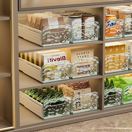 Kitchen Organizing Storage Box Simple Cabinet Retractable Storage Box Water Corrugated Drawer Desktop Snacks Grocery Storage Box