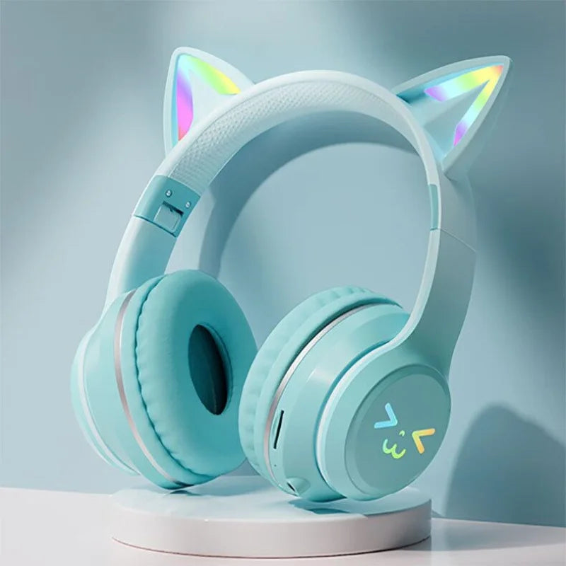 Original Cat Ear Bluetooth Headsets Wireless Earphones RGB Glow With Cable Smartphone Sport Headset Gaming Headphones for Pc