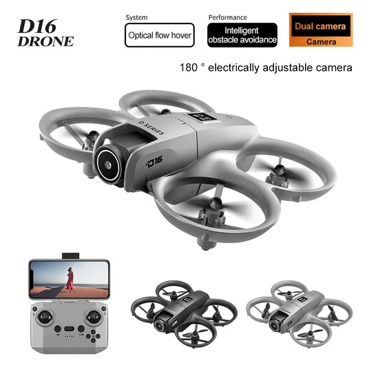 New D16 Mini Drone 8K HD Dual Camera Profesional 180° Electric Adjustable GPS Positioning Obstacle avoidance Bushless UA