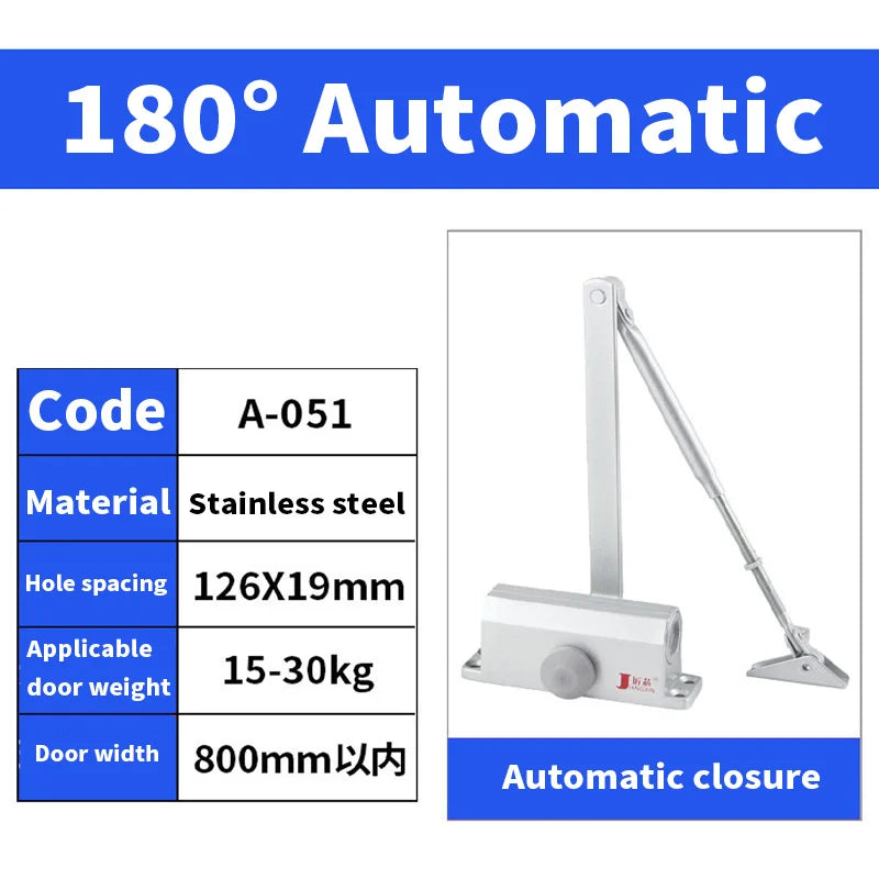 25-85KG Closing Automatic Door Closer Hydraulic Adjustable Speed Positioning Door Stop Protective Door Holder Hardware,1PCS