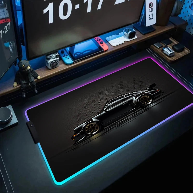 Car Super Cool RGB Mousepad Computer Table Mat Gaming Mouse Pad Gamer Accessories LED Backlit Keyboard Cabinet Mousepad Deskmat