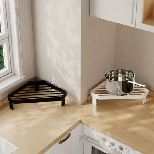 Kitchen Metal Triangular Iron Rack Heat Insulation Pot Rack Heat-Resistant Corner Countertop Frying Pan Storage Rack