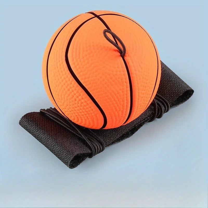 Basketball Wrist Bouncing Ball, High Elasticity Hand Throw Training Ball, Wristband Kit, Outdoor Activity Props