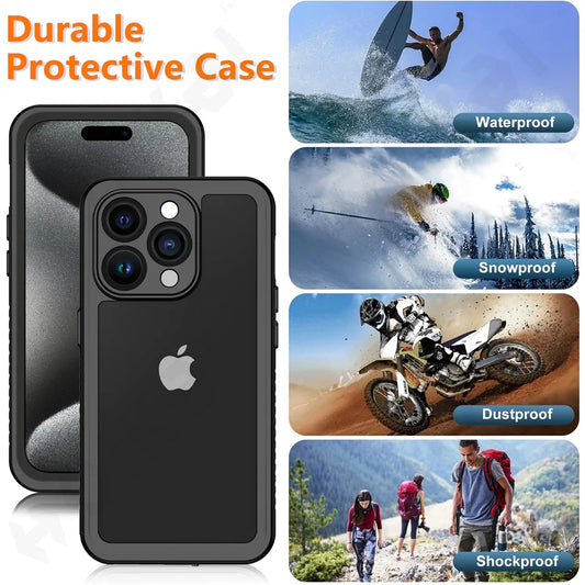 IP68 Shellbox Waterproof Case For iPhone 17 16 15 14 13 12 11 Pro Max XR XS Plus 8 Metal Aluminum Swimming Phone Luxury Cover