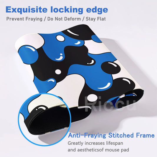 Gaming Mouse Pad Large Size Table Pad Blue & White Strata Liquid Mousepad XXL Computer Play Mat Rubber Mausepad Keyboard Deskmat