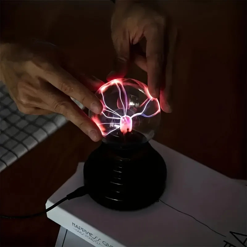 RGB Electrostaticion Plasma Ball Lamp - Touch Control Lightning Globe, USB Powered Color-Changing Mood Light with Glass Cover