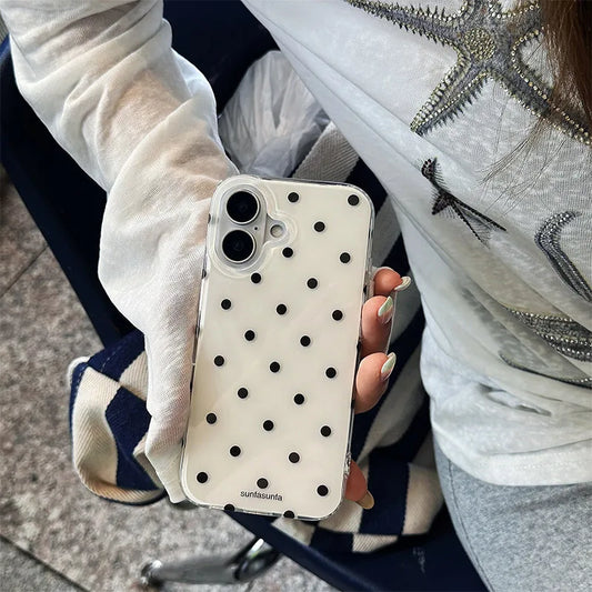 Polka-dot Mobile Phone Case Suitable For Iphone17/16/pro/promax Fashion Mobile Phone Decoration Ins Style Mobile Phone Case