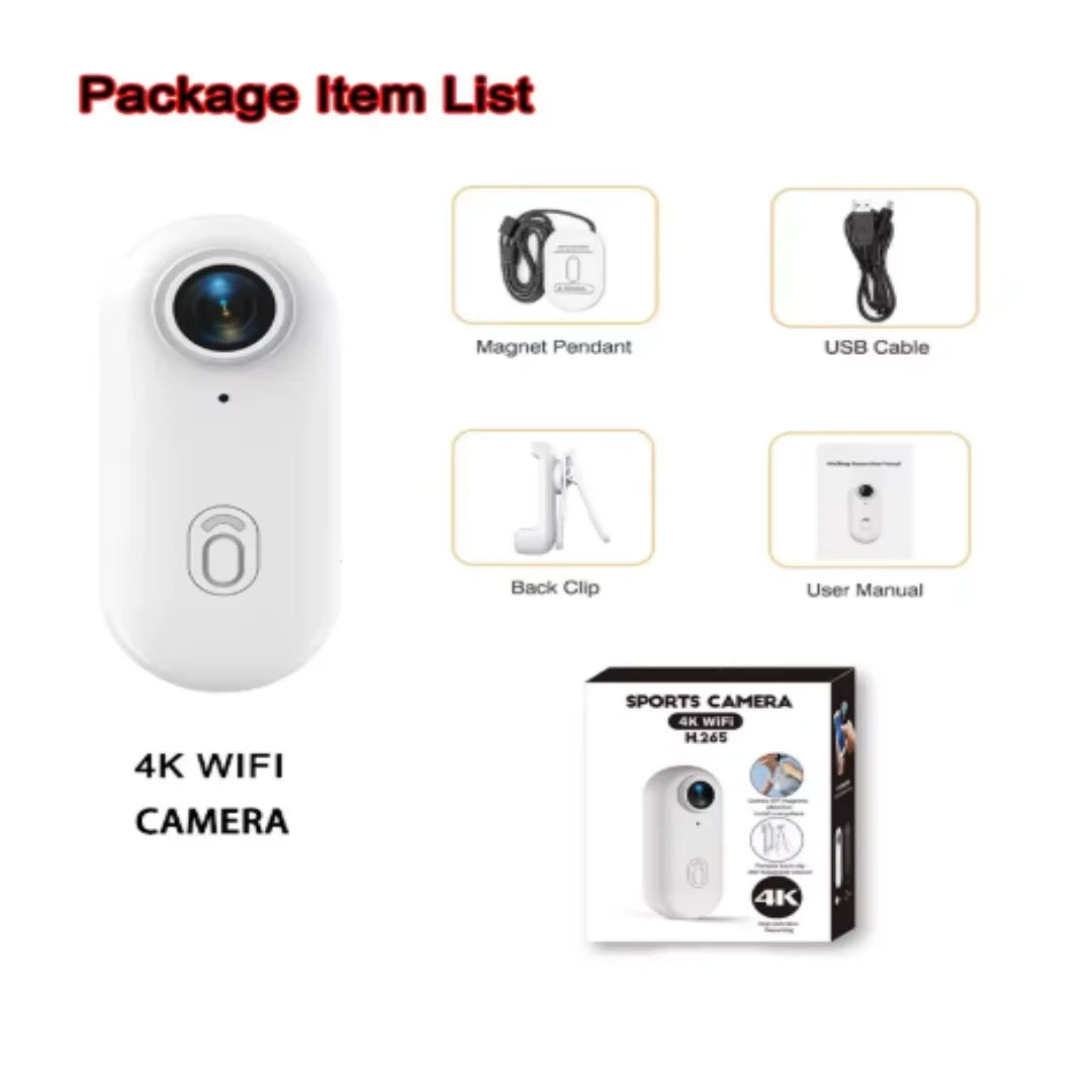 4K Thumb Action Camera Pocket POV Cam Portable Body Recording Wearable Camera WiFi Waterproof Mini Camera Helmet Bicycle Sports