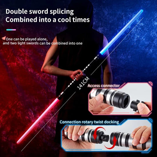 REikirc 75cm RGB Lightsaber 2 in 1 7 colors Light Saber for 3+ Kids Laser Sword Toy Party Glow Swords