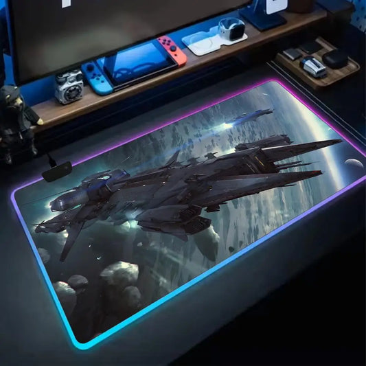 Star Citizen Mouse Pad RGB Gaming Mouse Pad XXL, Extended Surface, Non-Slip, Smooth, LED Lights, Perfect Desk Mat