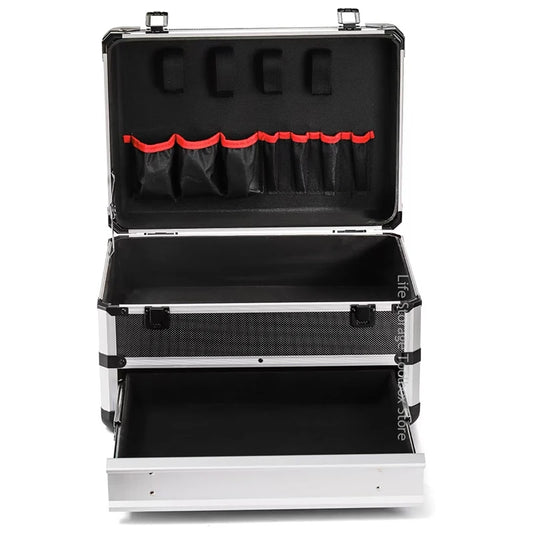 Aluminum Carrying Case Tool box Drawer Type Tool Box Organizer Multifunctional Metal Tool Box Suitcase Electrician Suitcase