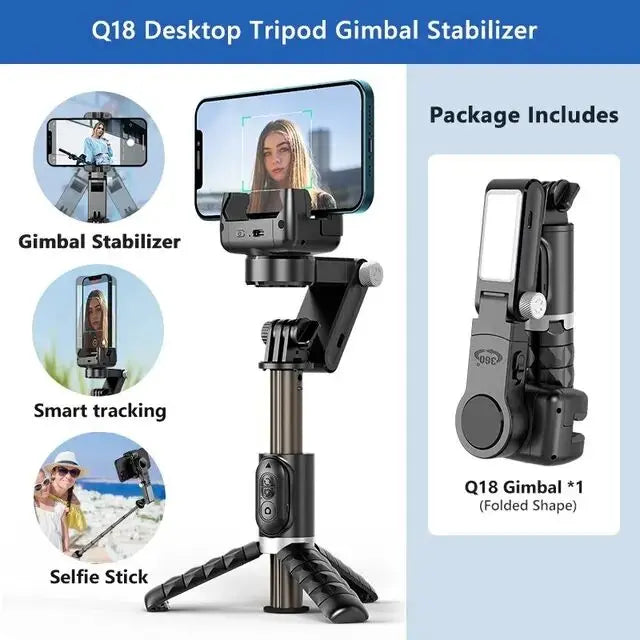 MEUYAG Selfie Stick Gimbal Stabilizer 360° rotation With Bluetooth Remote Intelligent AI Follow-Up Anti Shake Pan Tilt Tripod