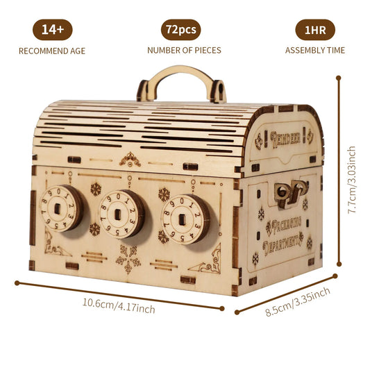 3D Wooden Puzzle DIY Treasure Box Model Kits Brain Teaser Projects for Adult Christmas Gifts