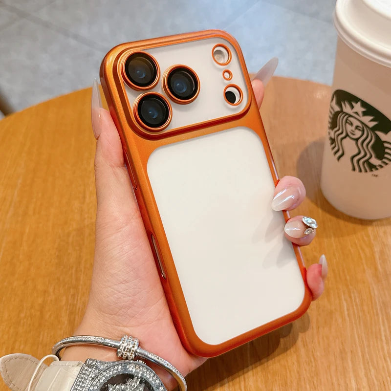 Frosted Shockproof Matte Case For iPhone 17 17Pro 17 Pro Max Translucent Ultrathin Electroplating All Inclusive Lens PC Cover
