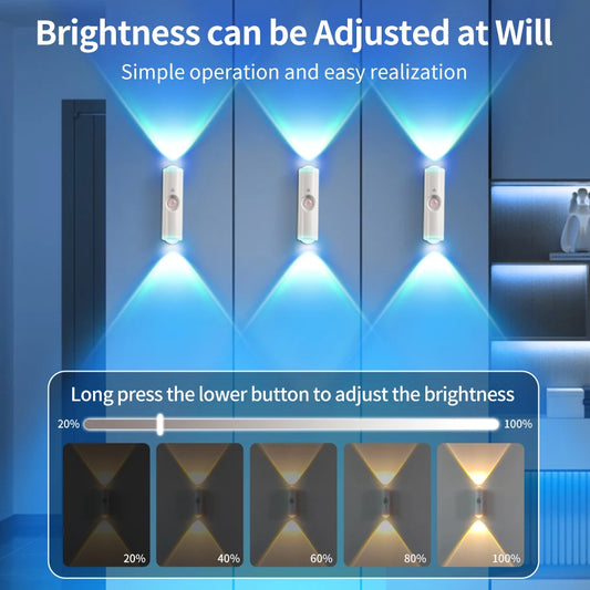 RGB Gradient Ambient Light Rechargeable LED Night Light Motion Sensor Wall Sunset Lamp Dimmable Magnetic Closet Bedroom Lamps