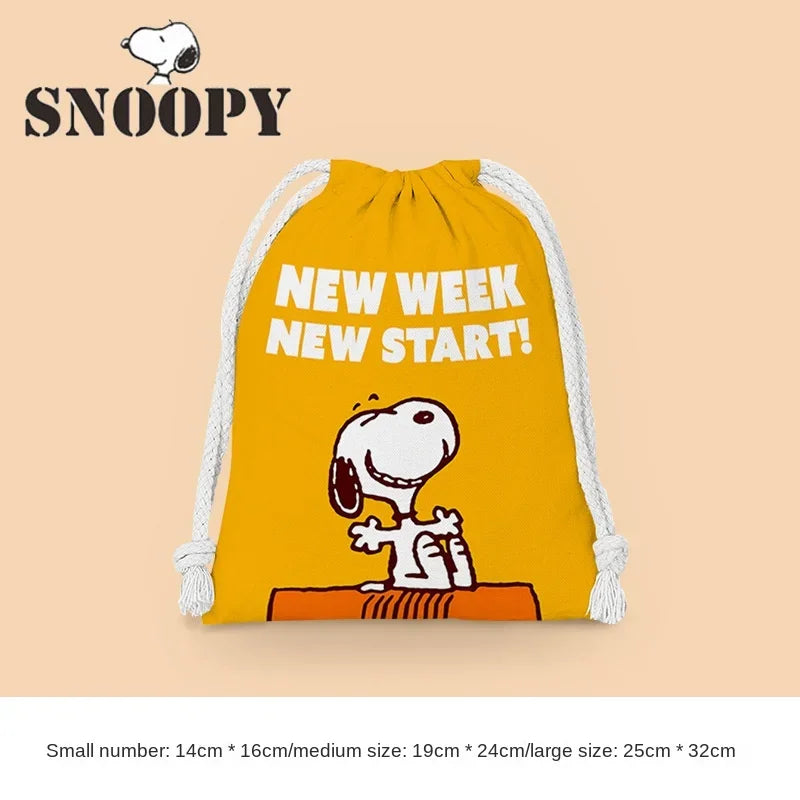 Snoopy Drawstring Bag Reusable Cotton Fabric Storage Bag Cartoon Toiletries Bag Jewelry Bag Candy Bag Gift Bag Party Decoration