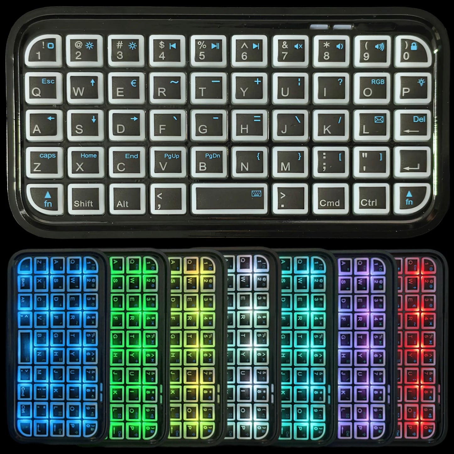 Mini Rechargeable Type-C Bluetooth 3.0 Keyboard Slim Wireless Pocket Keypad Portable 49 Keys Keyboard for Tablets Smartphones